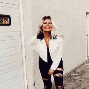 ICE QUEEN DISTRESSED CROP DENIM JACKET